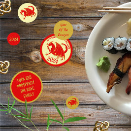 Confeti Año Nuevo Lunar 2024 Dragón Rojo Fiesta de Oro Roj