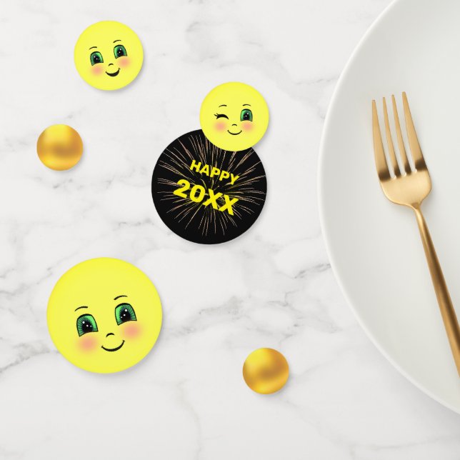 Confeti Año Nuevo sol lindo Emojis de cara feliz (Grupo)