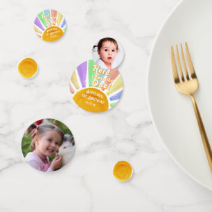 Confeti ¡Aquí Viene El Uno! Retro Boho Sun 1er cumpleaños