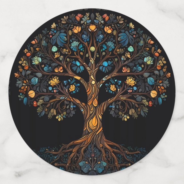 Confeti Árbol de mosaico de vidrio templado colorido (Reverso grande)