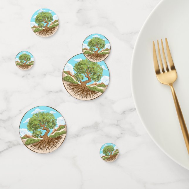 Confeti Árbol de oliva Símbolo de paz en tierra palestina  (Grupo)