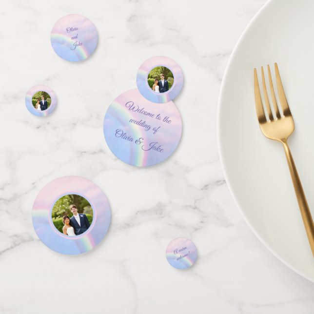 Confeti Arcoiris de esperanza, foto en boda pastel (Grupo)