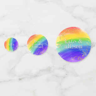 Confeti Arcoiris y mancha de oro de la Boda LGBT