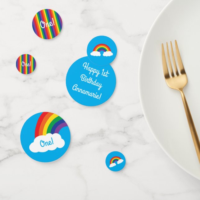 Confeti Arcoiris y nubes adormecidas Fiesta de primer cump (Grupo)