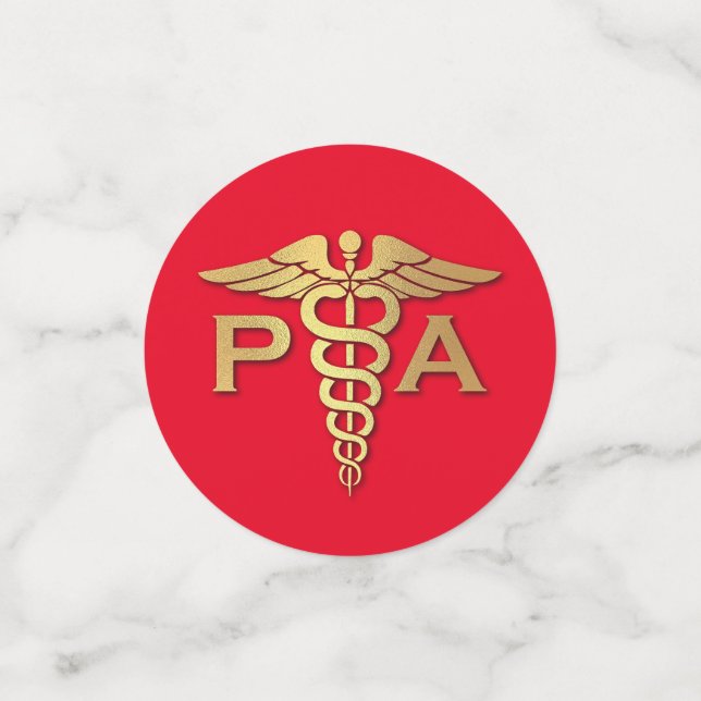 Confeti Asistente Médico Graduación Rojo Dorado (Anverso pequeño)