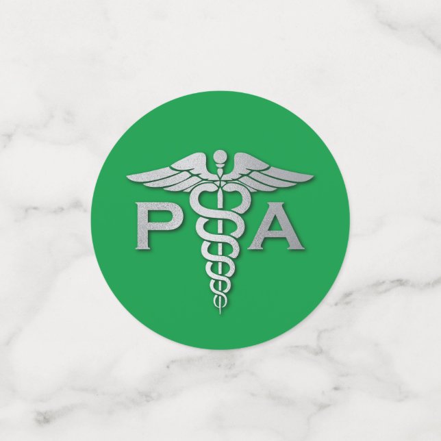 Confeti Asistente Médico PA Graduación Verde Plata (Anverso pequeño)
