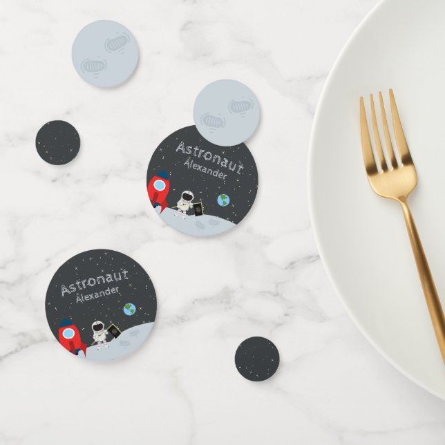 Confeti Astronauta de niño pequeño en la luna, espacio de  (Grupo)