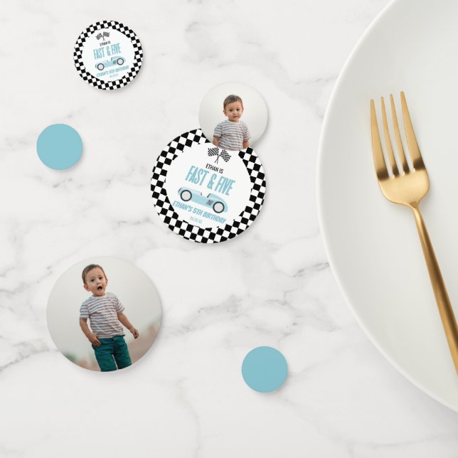 Confeti Auto de carreras rápido y cinco azul 5ª fiesta de  (Grupo)