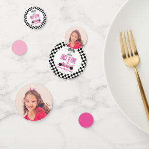 Confeti Auto de carreras rápido y cinco rosado Fiesta de c