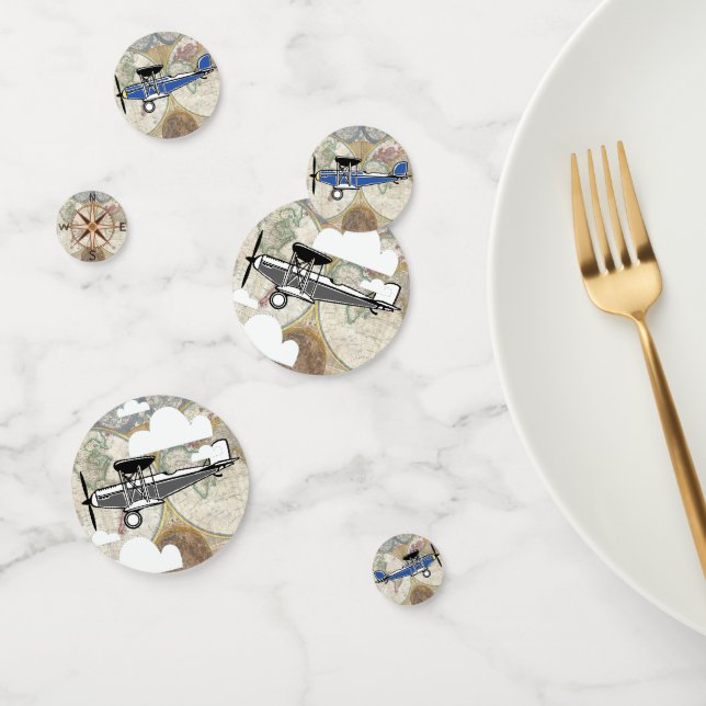 Confeti Aviador Planes y Mapa del Mundo Viejo (Grupo)