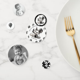 Confeti Axolotl blanco y negro y globos Cumpleaños