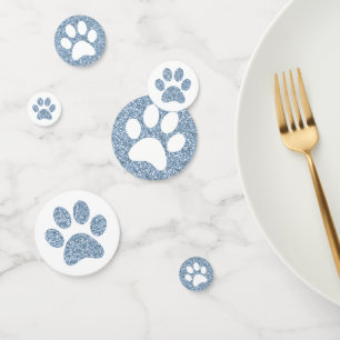 Confeti Azul Purpurina Perro Gato Paw Impresión Pie Animal