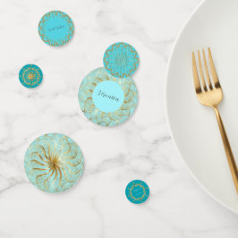 Confeti Azul y oro al atardecer