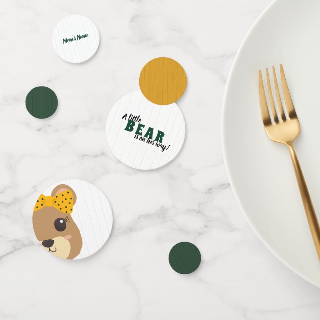 Confeti Baby Girl Bear Green & Gold Baby Shower (Grupo)