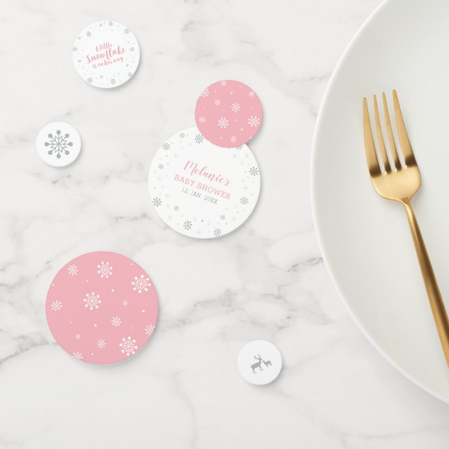 Confeti Baby Shower, Chica de copos de nieve Silver y Pink (Grupo)