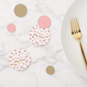 Confeti Baby Shower con temas de mariposa rosada marrón