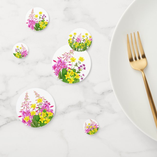 Confeti Baby Shower de flor de flores silvestres rosa bril (Grupo)