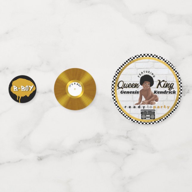 Confeti Baby Shower de hip hop de bebé Afro Baby Boy 90 (Reversos)