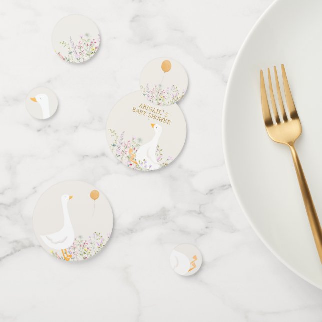 Confeti Baby Shower de los gemelos Watercolor Goose Wildfl (Grupo)
