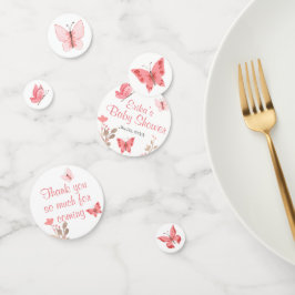 Confeti Baby Shower de mariposas y flores rosadas