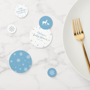 Confeti Baby Shower de Silver & Sky Blue Winter Snowflake 