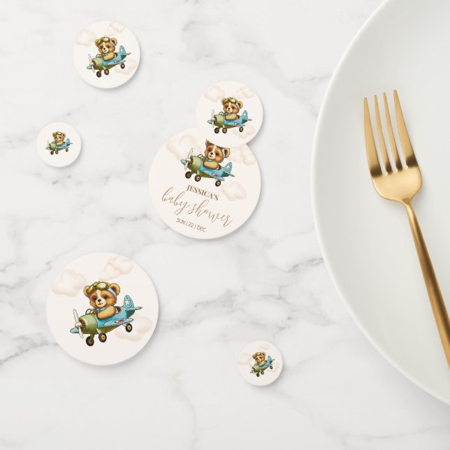 Confeti Baby Shower del piloto del avión Teddy Bear (Grupo)