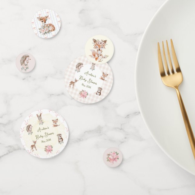 Confeti Baby Shower Hand Drawn Coquette Ribbon Woodland (Grupo)