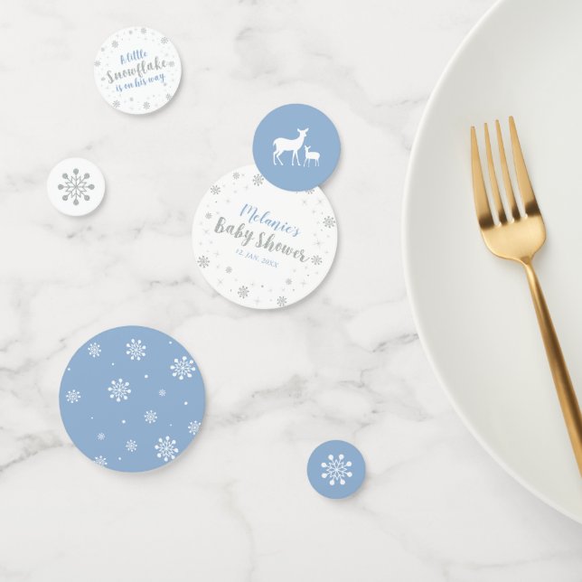 Confeti Baby Shower Silver y Blue Wind Snowflake Boy (Grupo)