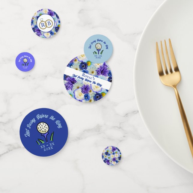 Confeti Bachelorette Party Bridal Shower Golf Blue Floral (Grupo)