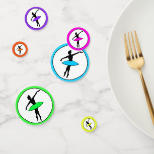 Confeti Ballerina Neon Ballet Bailarina Silhouette Aqua Bl