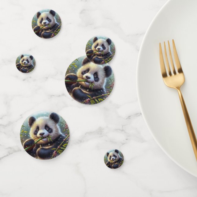 Confeti Bambú de oso panda adorable (Grupo)
