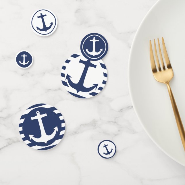 Confeti Banda náutica y anclaje de barco azul y blanco (Grupo)