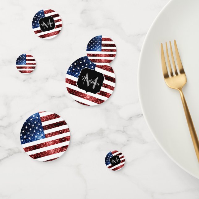 Confeti Bandera de Estados Unidos azul brillante purpurina (Grupo)