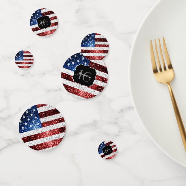 Confeti Bandera de Estados Unidos azul rojo chispas purpur (Grupo)