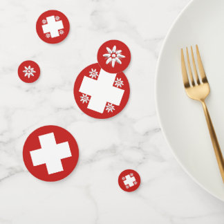 Confeti Bandera y edelweiss de Suiza