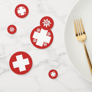 Confeti Bandera y edelweiss suizos