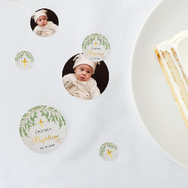 Confeti Baptismo Foliage Marble Faux Relieve metalizado do