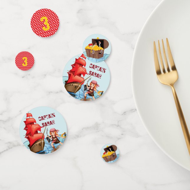 Confeti Barco de fiesta de cumpleaños de Chica Pirata Cute (Grupo)