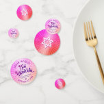 Confeti Bat Mitzvah Negrita Boho Retro Gradiente Naranja R<br><div class="desc">Añade un poco más de estilo a la celebración favorita de Bat Mitzvah fiesta con este confeti de mesa de personalizable! Tipografía divertida, moderna, audaz, rosa oscuro y rosa y morado con sans serif modernos, superponen un fondo de naranja de luz pop y rayas de gradiente oscuro rosa con puntos...</div>