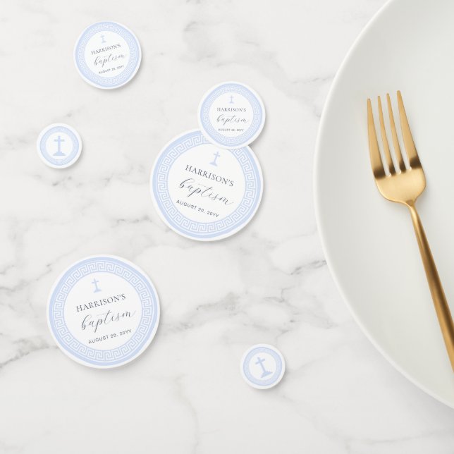 Confeti Bautismo azul de la clave griega (Grupo)