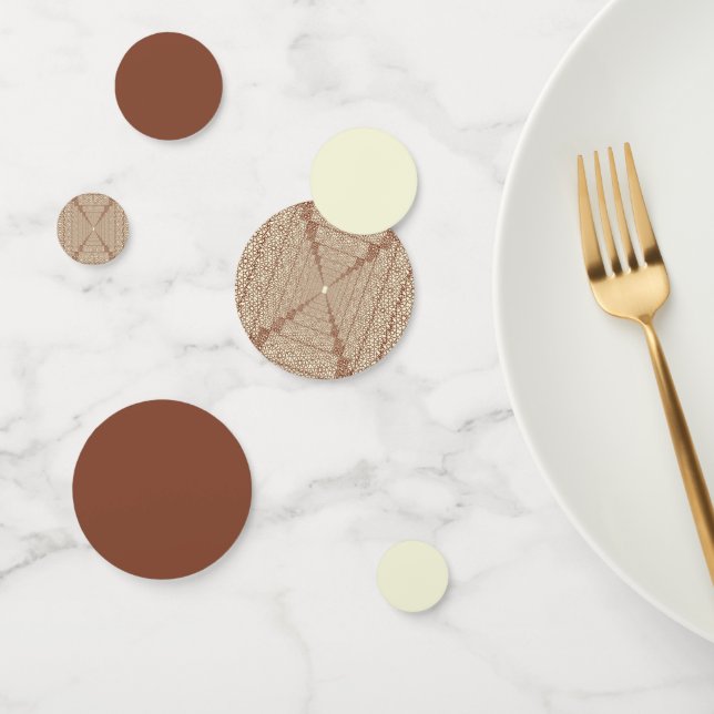 Confeti Beige Brown Rústico Islámico Geométrico Frontera Ú (Grupo)