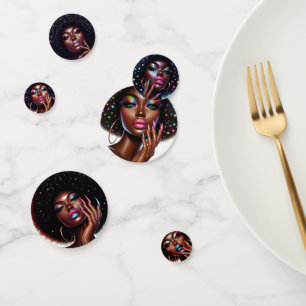 Confeti Belleza Afrofemenina Chic con Melanina Holográfica
