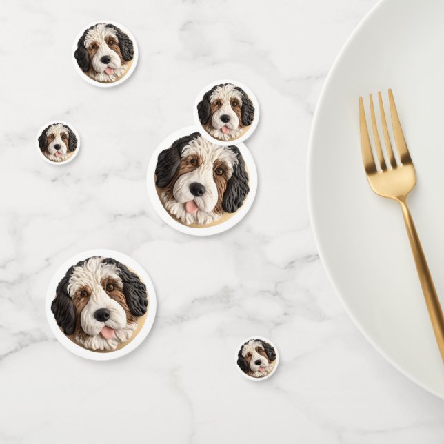 Confeti Bernedoodle Dog 3D Inspirado (Grupo)