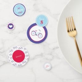 Confeti Bicicleta moderna en Fiesta azul y rojo