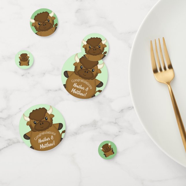 Confeti Bison Buffalo Baby Shower Green (Grupo)