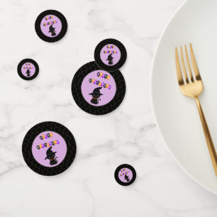 Confeti Black Border Cat Feliz Globos de Halloween