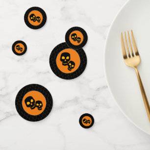 Confeti Black Border Skulls Halloween