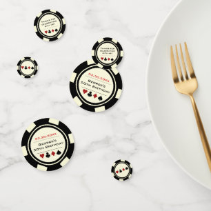 Confeti Black Off-White Poker Chip Las Vegas Cumpleaños