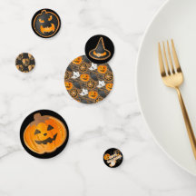 BLACK ORANGE HAPPY HALLOWEEN PUMPKINS BATS 