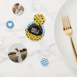 Confeti Blue Gingham & Sunflowers Baby-Q Shower